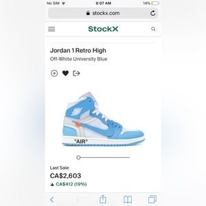 Jordan 1s retro university blue off white